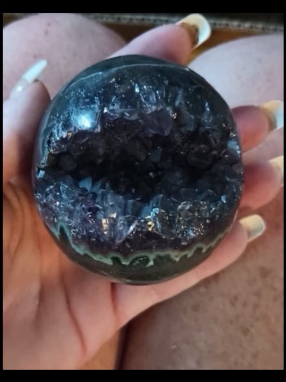 Amethyst Geode Sphere with Deep Purple Crystal Cavity